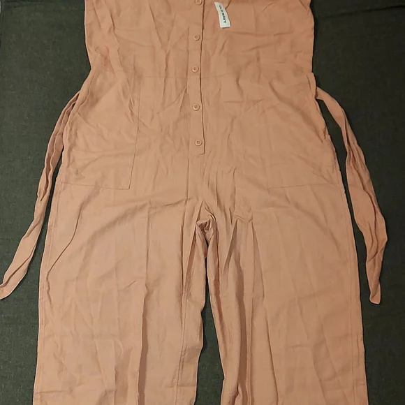 Old Navy Light Brown Button-Up Jumpsuit - Picture 2 of 3